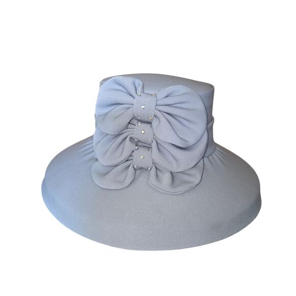 NWT Tania Bella greyish blue hat with bows and‎ rh8inestones, #20 main image 6
